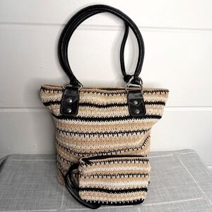 VTG Y2K 90s Blair Woven Knit Double Handle Purse with Wristlet Cottagecore